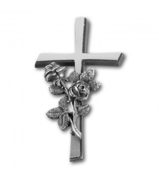 Metallornament Kreuz/Rosen (Alu)